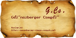 Günszberger Csegő névjegykártya